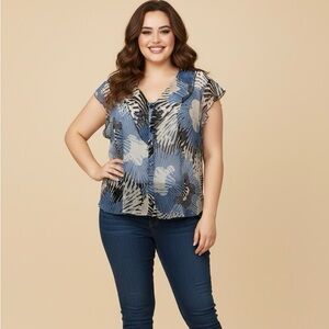 Vintage Blue and Black Women's Top